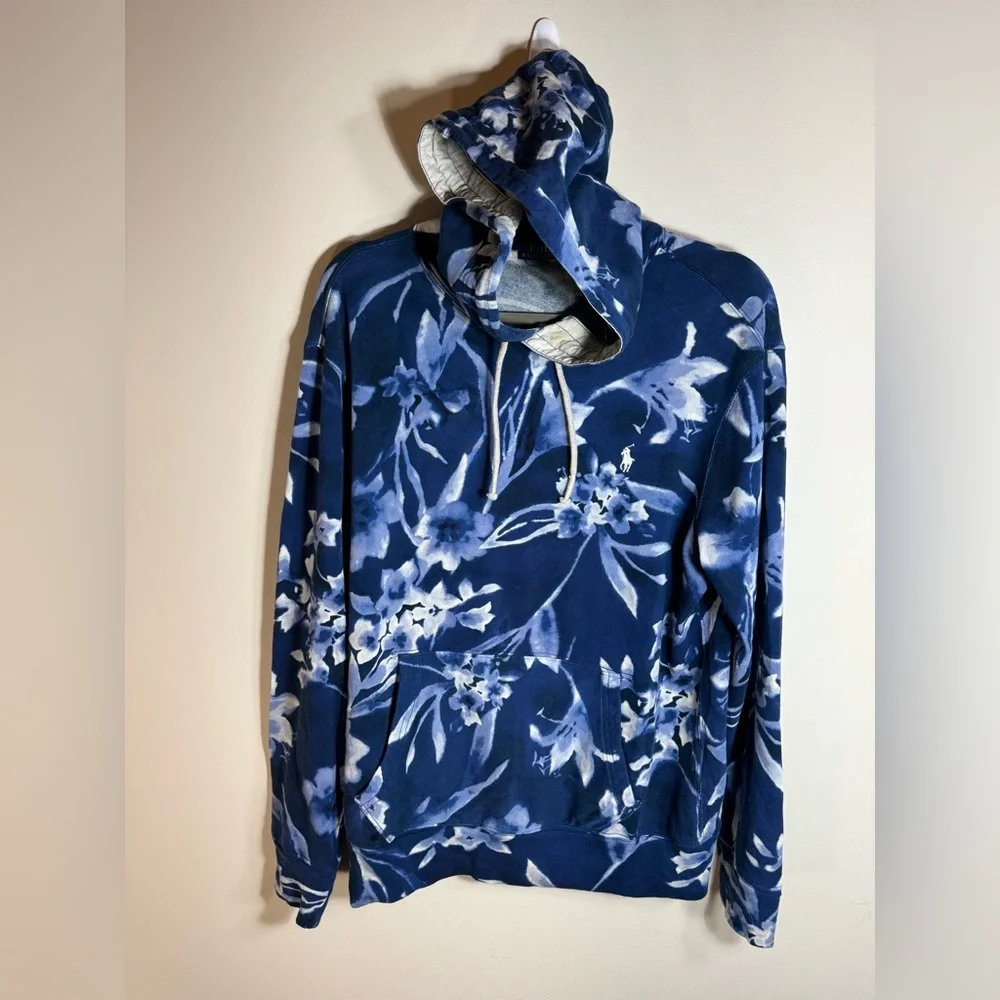 Polo Ralph Lauren Hoodie Blue and White‎ floral size medium can be unisex
